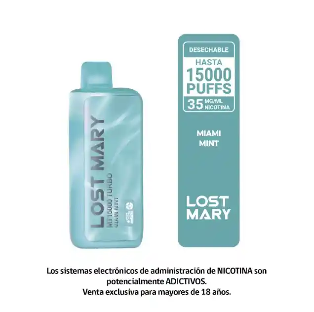 Vape Desechable Lost Mary 15.000 Puffs - Miami Mint