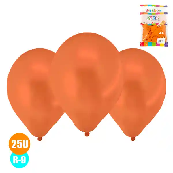 Globo 09 M.g. Metal Naranja X 25