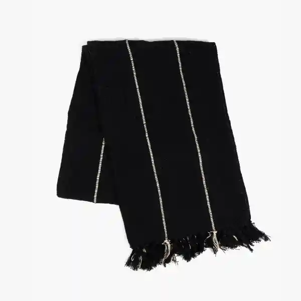 Manta Algodón Líneas Bordadas Negro