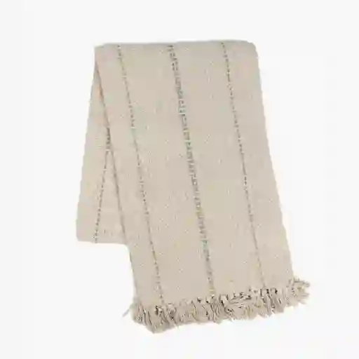 Manta Algodón Líneas Bordadas Verde