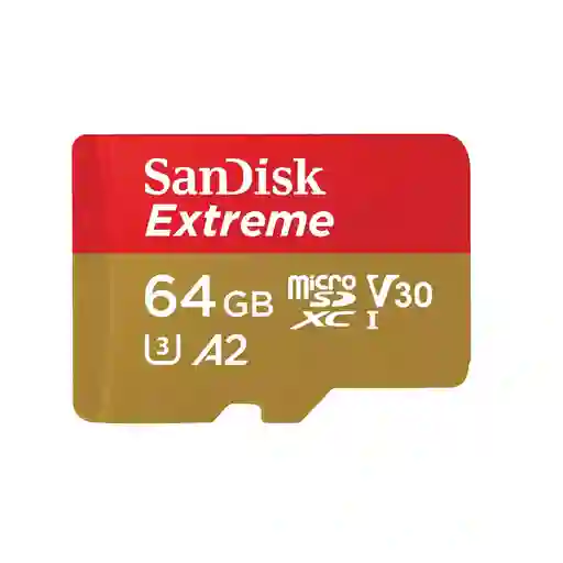 Memoria Microsdxc 64gb Sandisk Extreme U3 A2 V30 4k Uhd2 Lectura 170mb/s Escritura 130mb/s