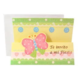 Tarjeta Invitacion Dobla-troquel Glitter Mariposa 6 Unidades