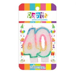Vela Numeral Glitter N 40