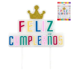 Vela Placa Feliz Cumpleaños Corona