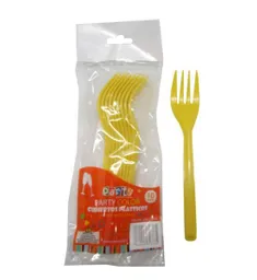 Tenedor Plastico Liquidacion Amarillo 10 Unidades