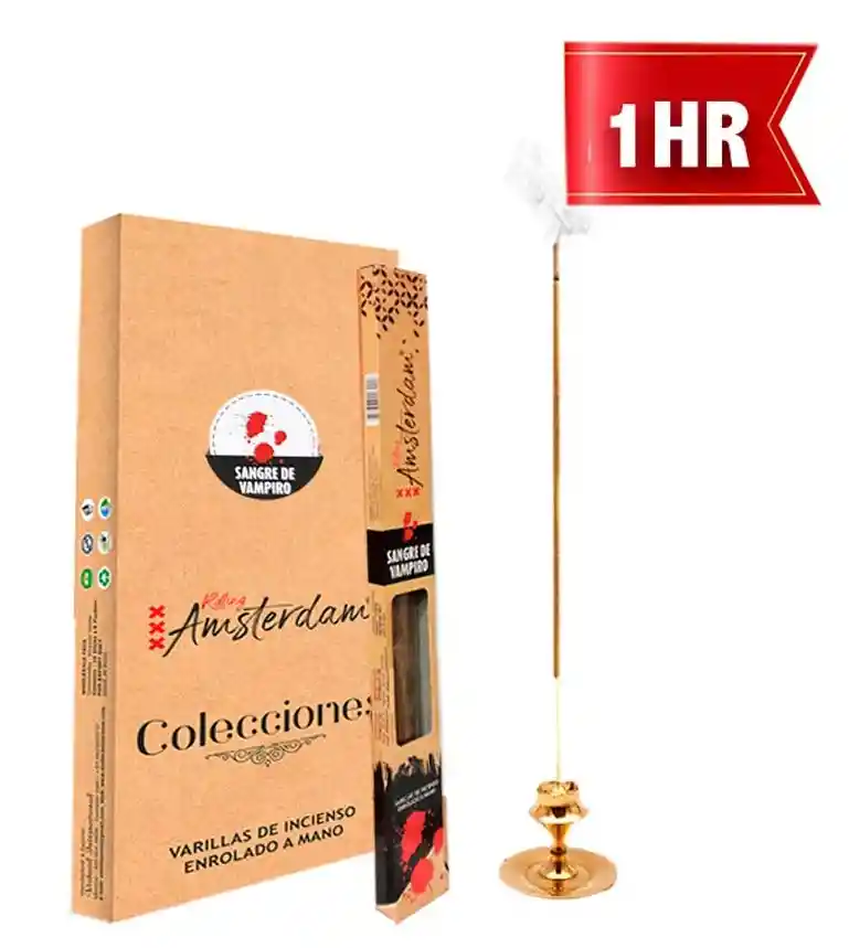 Incienso Pequeño Rolling Amsterdam 20 Cm Sangre De Vampiro 1 Hora