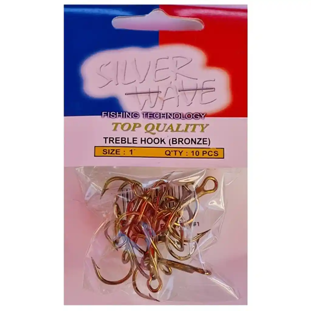 Anzuelo Silve Wave Triple #1 30mm 1,3gr Con Ojo Bronce Sobre Con 10 Anzuelos Pesca