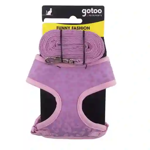Gotoo Conjunto Rosado Arnés Y Correa Para Gato Con Patrón De Moda Rosado