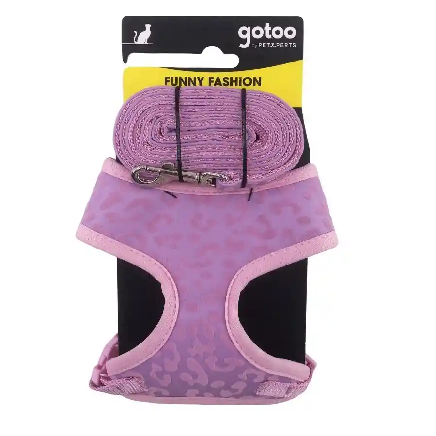 Gotoo Conjunto Rosado Arnés Y Correa Para Gato Con Patrón De Moda Rosado
