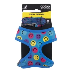Gotoo Conjunto Azul Arnés Y Correa Para Gato Con Patron De Moda Azul