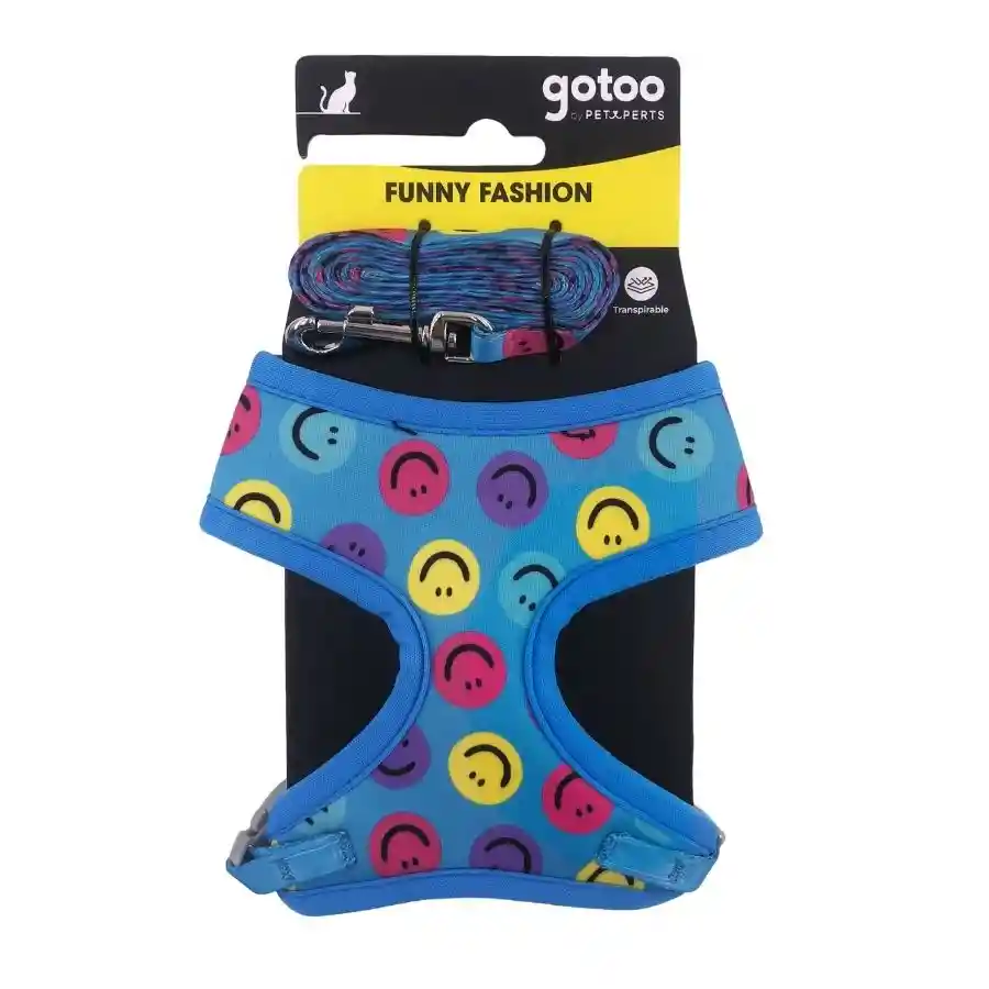 Gotoo Conjunto Azul Arnés Y Correa Para Gato Con Patron De Moda Azul