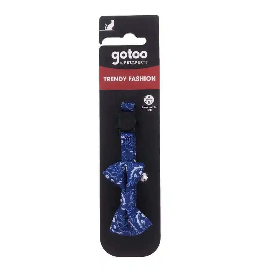 Collar Trendy Azul Con Flores Y Lazo Para Gatos