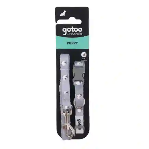 Set De Correa Y Collar Para Cachorros Con Estampado De Ovejitas Gris