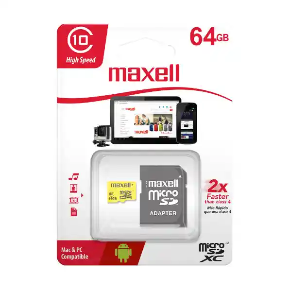 Tarjeta De Memoria Microsd 64gb Maxell + Adaptador 90mb/s