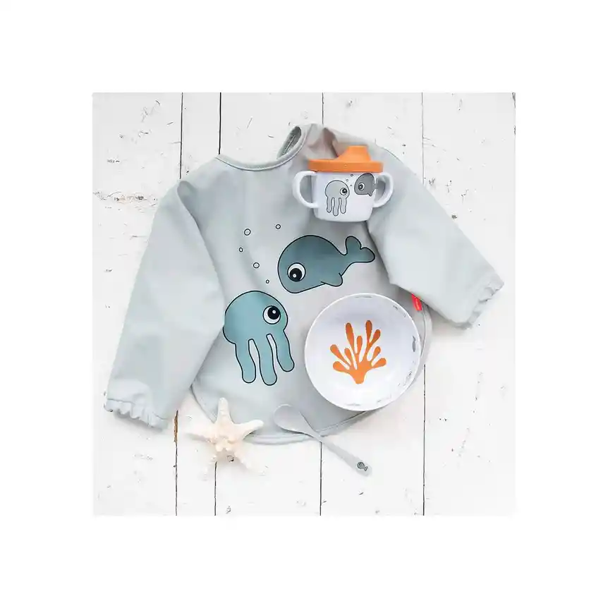 Babero Con Mangas Sea Friends 6-18 Meses Done By Deer - Gris