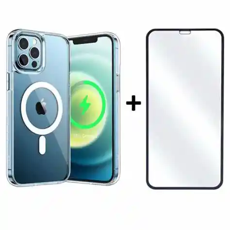 Carcasa Magsafe Iphone 14promax+lamina De Vidrio Completa Hd