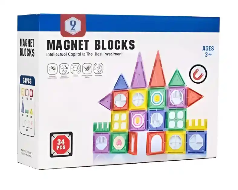 Bloques Magnetico Juego Didactico 34 Pcs Niños