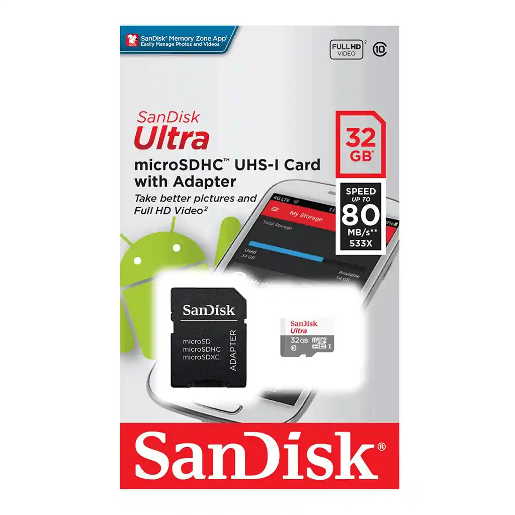 Tarjeta De Memoria Microsdhc Sandisk 32gb