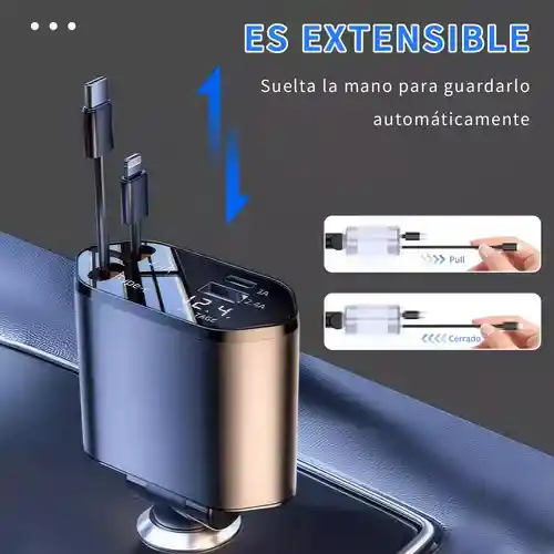 4 En 1 Cargador Retráctil De Coche De Carga Rápida De 120w