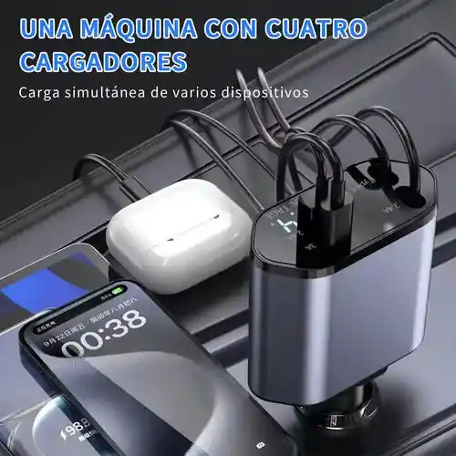 4 En 1 Cargador Retráctil De Coche De Carga Rápida De 120w