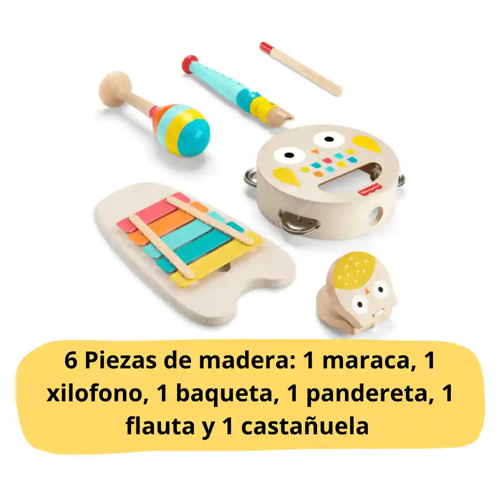 Set De Instrumentos Musicales De Madera Fisher-price Juego Creativo, 6 Piezas