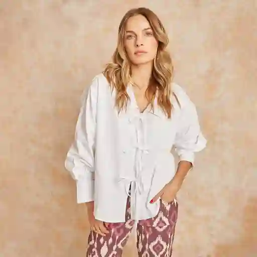 Blusa Boho Lazos Xs Blanco