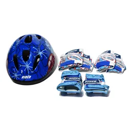 Set De Casco + Protecciones Cars Rider Azul Talla M