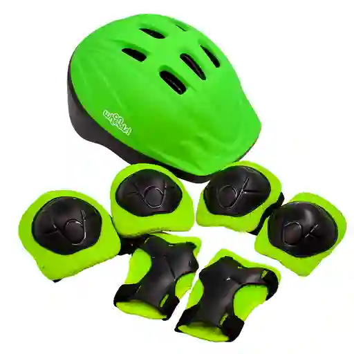Set De Cascos Y Protecciones Infantiles Onwheels! Verde Talla S