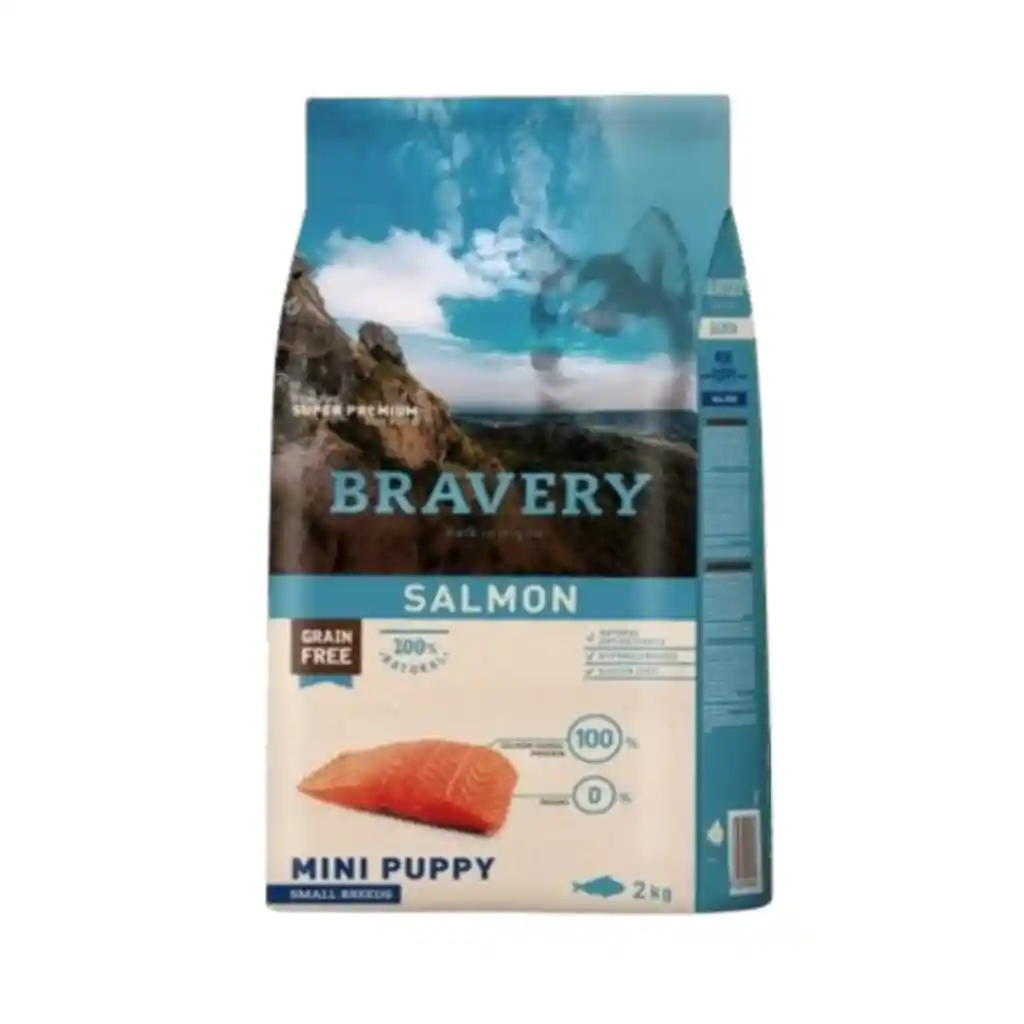 Bravery, Puppy, Raza Pequeña, Sabor Salmón (2kg)