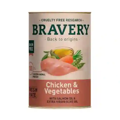 Bravery, Alimento Húmedo, Perro Adulto, Sabor Pollo Y Vegetales (290gr)