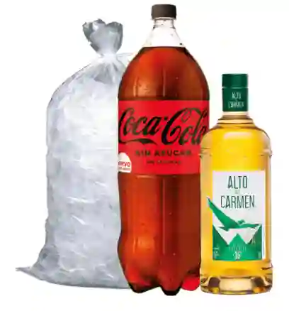 Promo Pisco Alto 1l + Coca Zero 3l + 1kg Hielo