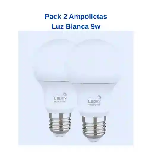 Pack 2 Ampolletas Led - 9w Luz Blanca