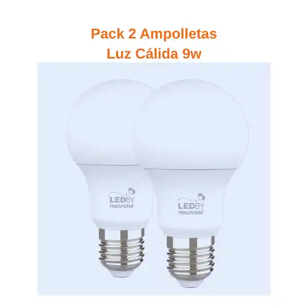 Pack 2 Ampolletas Led - 9w Luz Cálida