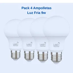 Pack 4 Ampolletas Led - 9w Luz Fría