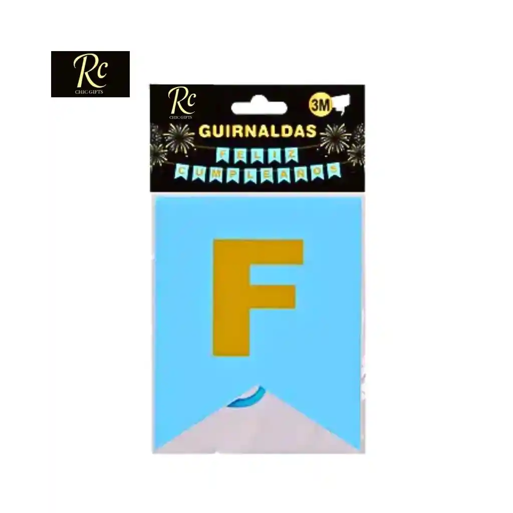 Guirnalda "feliz Cumpleaños" Dorado Y Azul Celeste Encantadora (3 Metros) - Exclusivo Regalos Chic