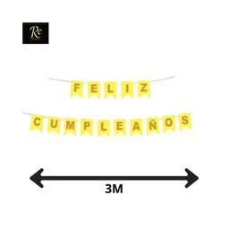 Guirnalda "feliz Cumpleaños" Dorado Y Amarillo Encantador (3 Metros) - Exclusivo Regalos Chic