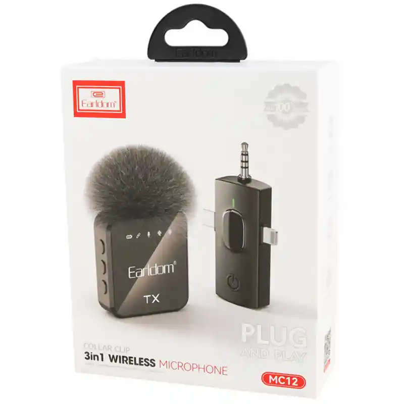 Micrófono Inalámbrico 3 En 1 Con Clip Para Collar Earldom Mc12