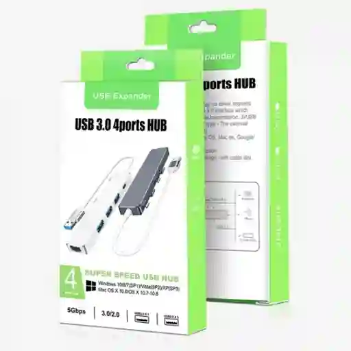 Expansor De Concentrador De 4 Puertos Usb 3.0 A Tipo C + Usb 3.0/2.0 Para Computadora Portátil