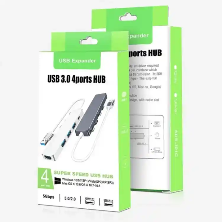 Expansor De Concentrador De 4 Puertos Usb 3.0 A Tipo C + Usb 3.0/2.0 Para Computadora Portátil