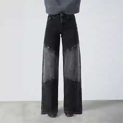 Pantalón Cortes Tachas Negro R 42 Mujer Raindoor