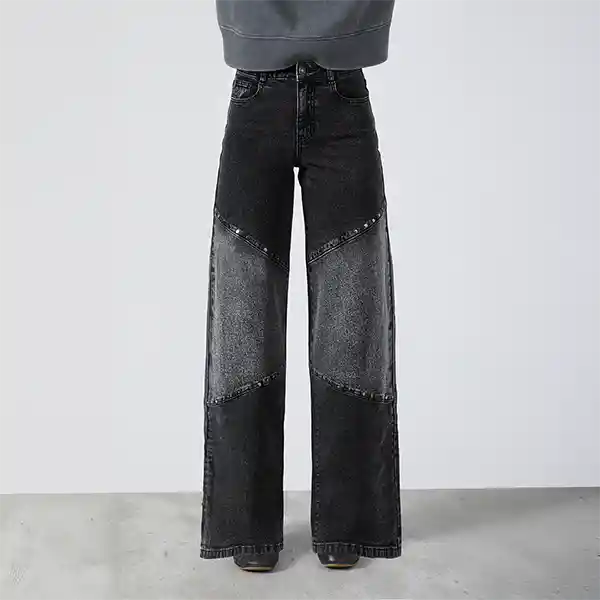 Pantalón Cortes Tachas Negro R 38 Mujer Raindoor