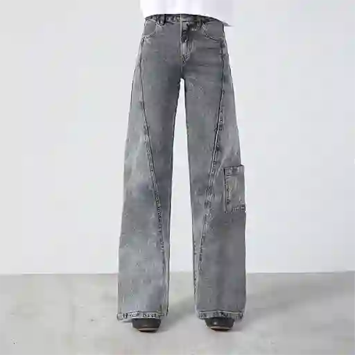 Pantalón Diagonal Bolsillo Gris 42 Mujer Raindoor