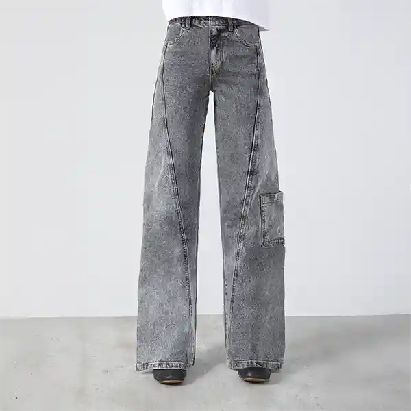 Pantalón Diagonal Bolsillo Gris 36 Mujer Raindoor