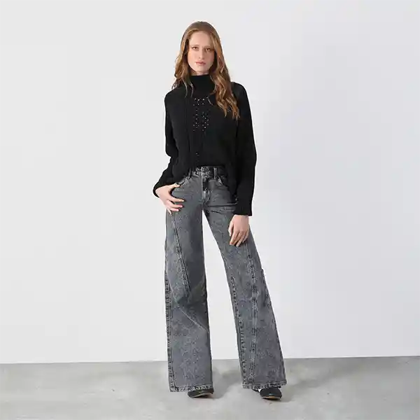 Pantalón Diagonal Bolsillo Gris 36 Mujer Raindoor