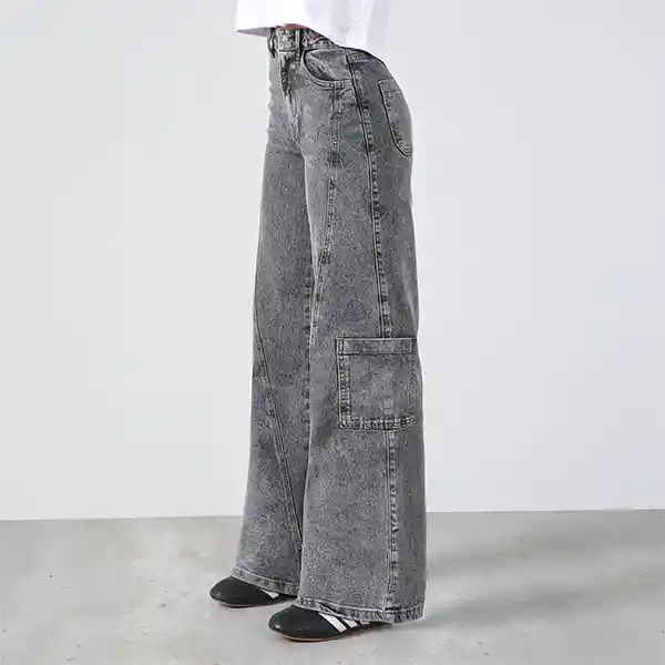 Pantalón Diagonal Bolsillo Gris 36 Mujer Raindoor