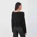 Sweater Hombro Drapeado Negro Xxs Mujer Raindoor
