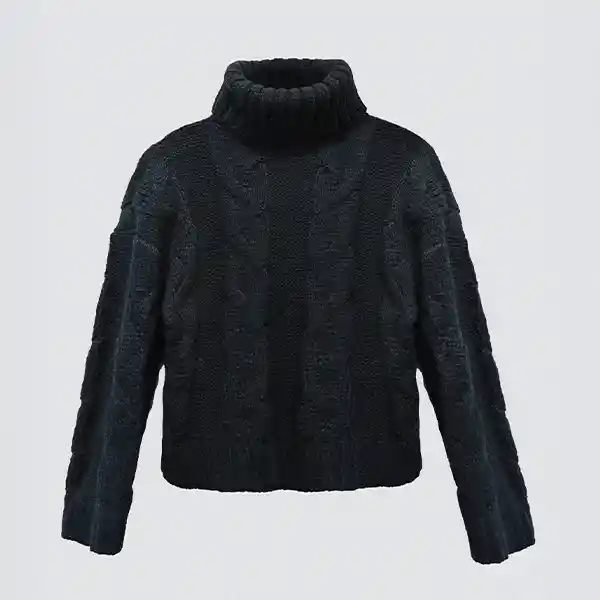 Sweater Trenzado Negro Xs Mujer Raindoor