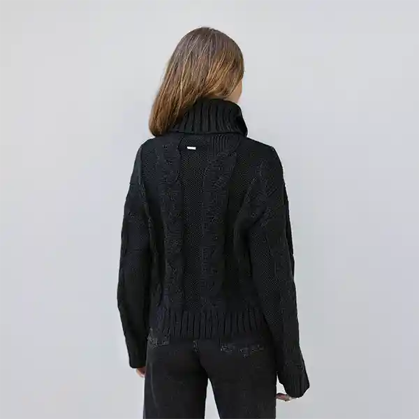 Sweater Trenzado Negro Xs Mujer Raindoor