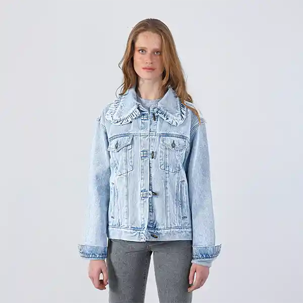 Chaqueta Denim Cuello Vuelos Azul Xs Mujer Raindoor