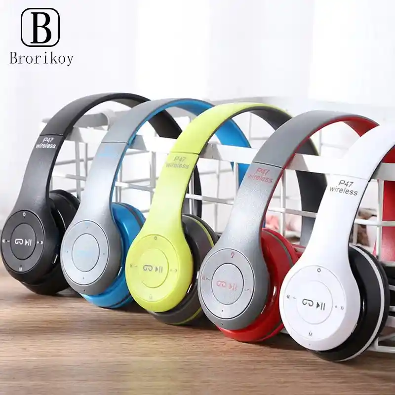 Audífonos Bluetooth Inalambricos On Ear Grandes P47 Micro Sd Recargable 6hrs Usb Color Rojo